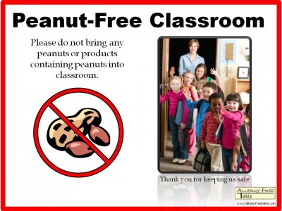 Affiche interdisant les cacahuètes en classe